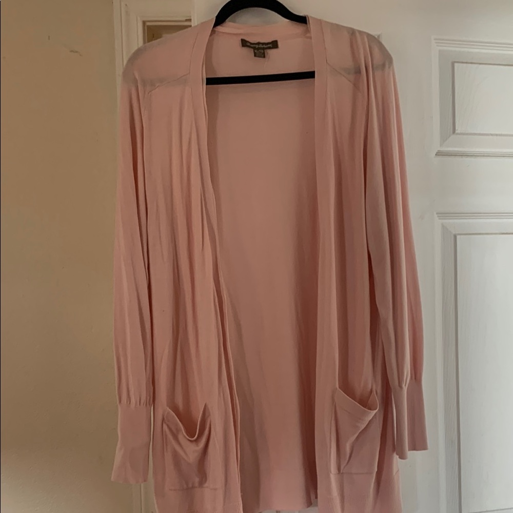 Tommy Bahama Light Pink Open Front Cardigan with pockets